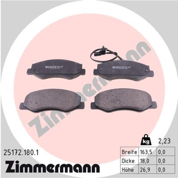 Zimmermann Brake pads for OPEL MOVANO B Pritsche/Fahrgestell (X62) rear