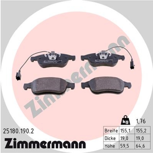 Zimmermann Brake pads for ALFA ROMEO GIULIETTA (940_) front