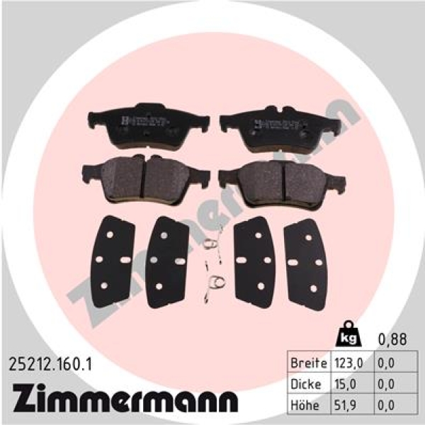 Zimmermann Brake pads for FORD TRANSIT CONNECT Kombi rear
