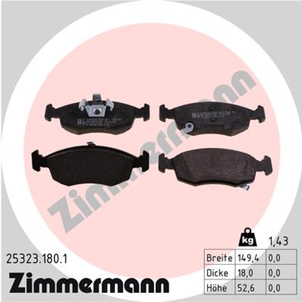 Zimmermann Bremsbeläge für FIAT PANDA (312_, 319_) vorne