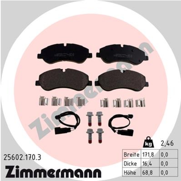 Zimmermann Brake pads for FORD TRANSIT CUSTOM Kasten front