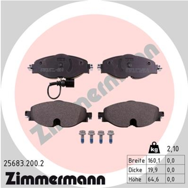 Zimmermann Bremsbeläge für AUDI A3 (8V1, 8VK) vorne