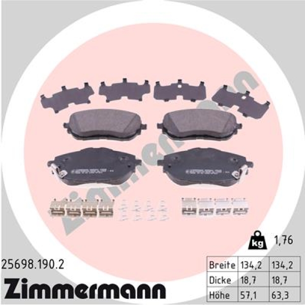 Zimmermann Bremsbeläge für TOYOTA COROLLA Stufenheck (_E18_, ZRE1_) vorne