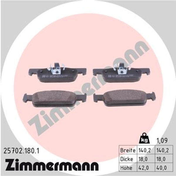 Zimmermann Bremsbeläge für SMART FORTWO Coupe (453) vorne