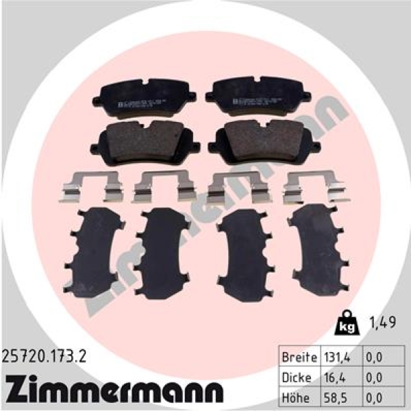 Zimmermann Bremsbeläge für LAND ROVER RANGE ROVER IV (L405) hinten