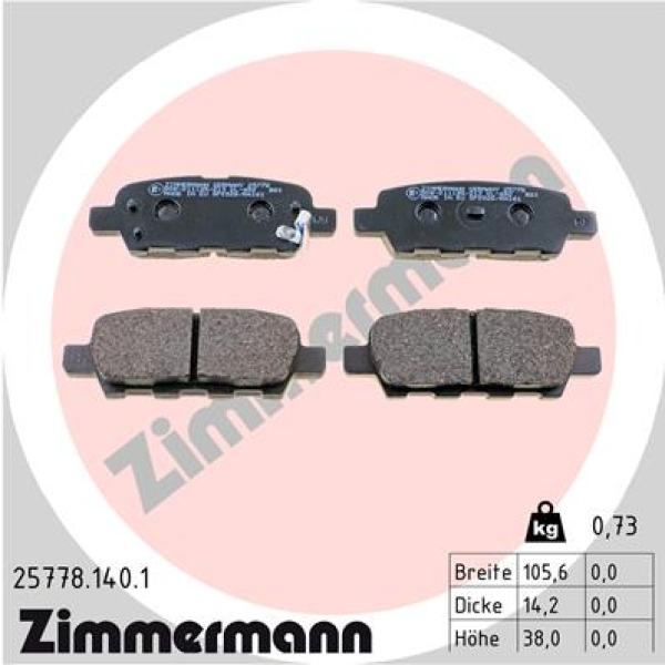 Zimmermann Brake pads for INFINITI M (Y51) rear