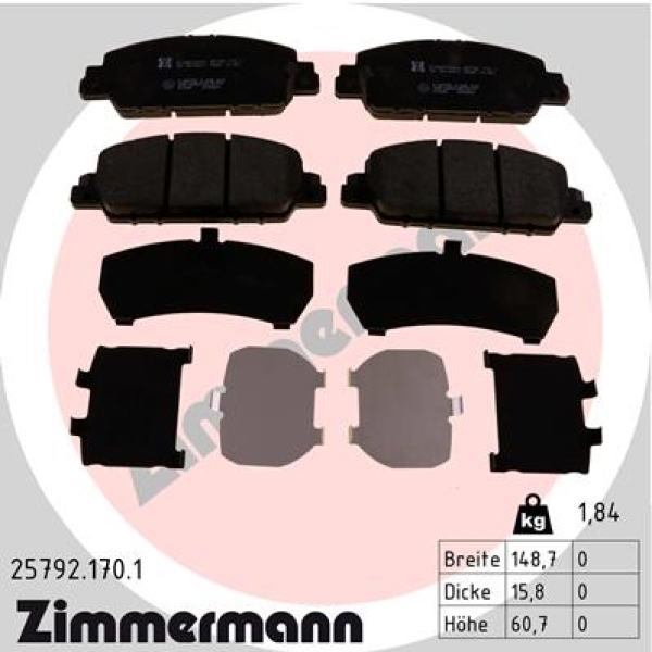 Zimmermann Brake pads for HONDA HR-V (RU) front