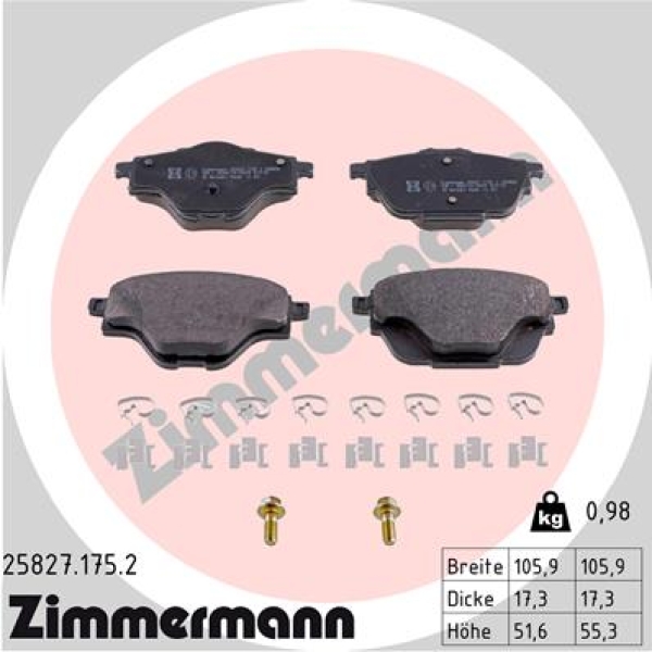 Zimmermann Brake pads for PEUGEOT 3008 SUV (M_) rear