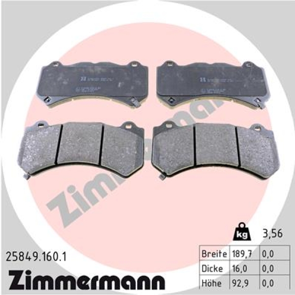 Zimmermann Brake pads for CHEVROLET CORVETTE Convertible (C7) front