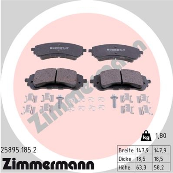 Zimmermann Brake pads for PEUGEOT 308 II front