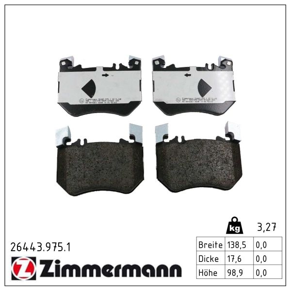 Zimmermann rd:z Brake pads for MERCEDES-BENZ E-KLASSE (W214) front
