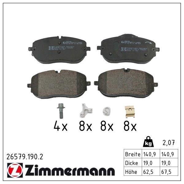 Zimmermann Bremsbeläge für MERCEDES-BENZ C-KLASSE (W206) vorne