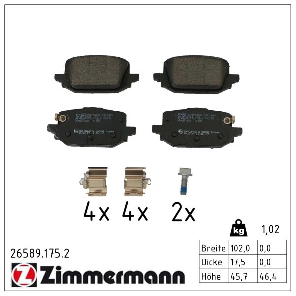 Zimmermann Brake pads for NISSAN QASHQAI III (J12) rear