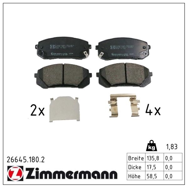 Zimmermann Bremsbeläge für KIA NIRO II (SG2) vorne