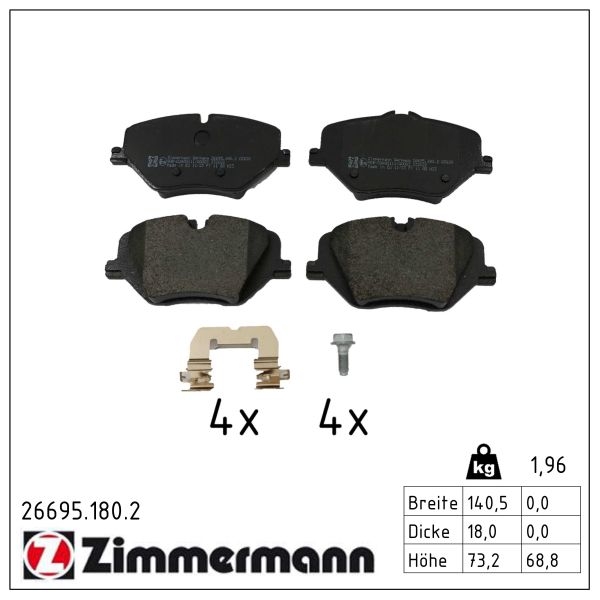 Zimmermann Bremsbeläge für BMW X1 (U11) vorne
