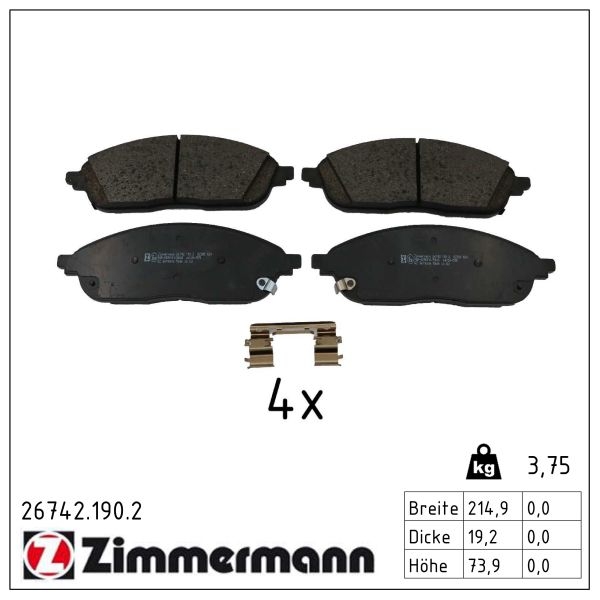 Zimmermann Brake pads for JEEP GRAND CHEROKEE L V (WL) front