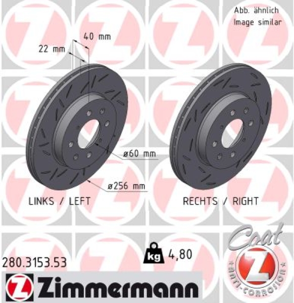 Zimmermann Sport Brake Disc for HONDA JAZZ III (GE_, GG_, GP_, ZA_) front