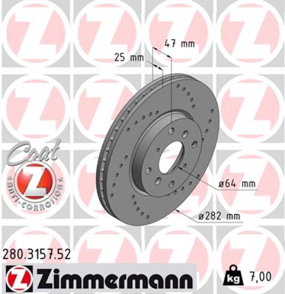 Zimmermann Sport Brake Disc for HONDA ACCORD VI (CK, CG, CH, CF8) front