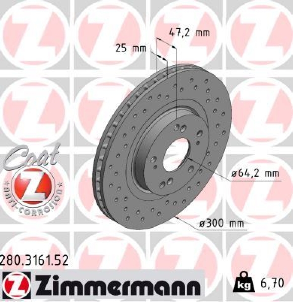 Zimmermann Sport Brake Disc for HONDA CIVIC VII Hatchback (EU, EP, EV) front