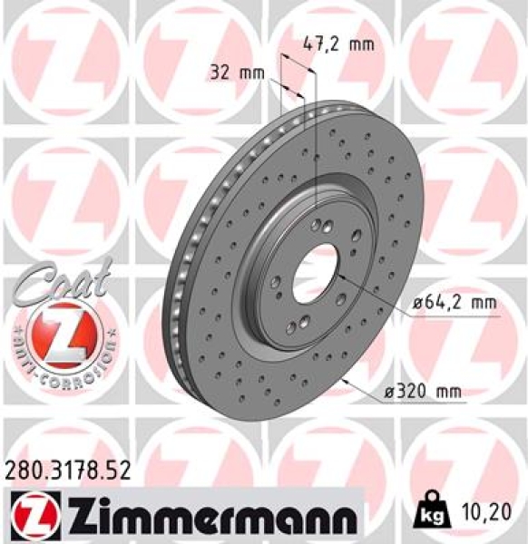 Zimmermann Sport Brake Disc for HONDA ACCORD VIII Tourer (CW) front