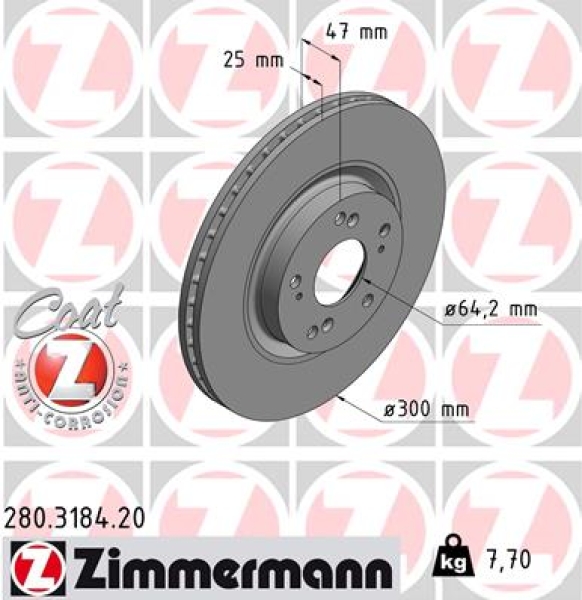 Zimmermann Brake Disc for HONDA CIVIC VIII Hatchback (FN, FK) front