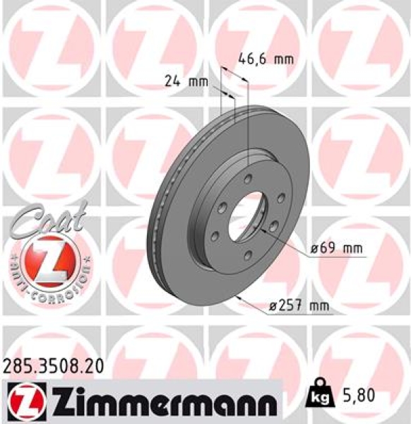 Zimmermann Brake Disc for HYUNDAI ELANTRA Stufenheck (XD) front