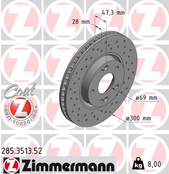 Zimmermann Sport Brake Disc for HYUNDAI i30 Kombi (FD) front