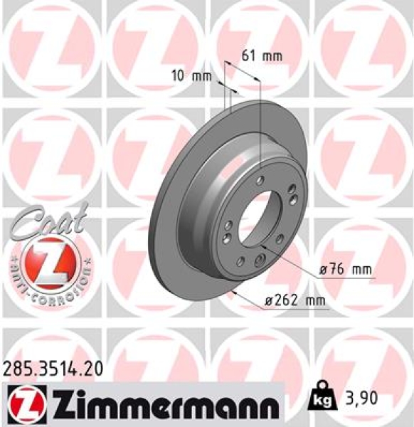 Zimmermann Brake Disc for KIA PRO CEE'D (ED) rear