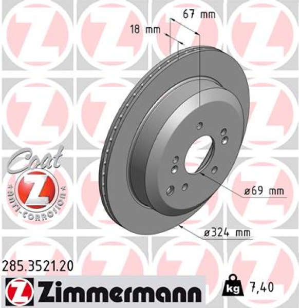 Zimmermann Brake Disc for HYUNDAI ix55 rear