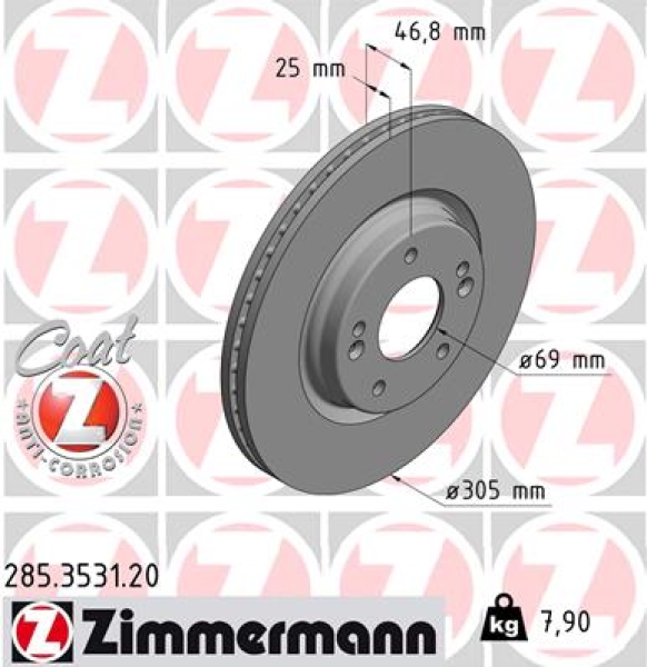Zimmermann Brake Disc for HYUNDAI i30 Kombi (PDE) front