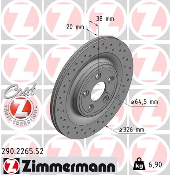 Zimmermann Sport Brake Disc for JAGUAR XF SPORTBRAKE (X250) rear