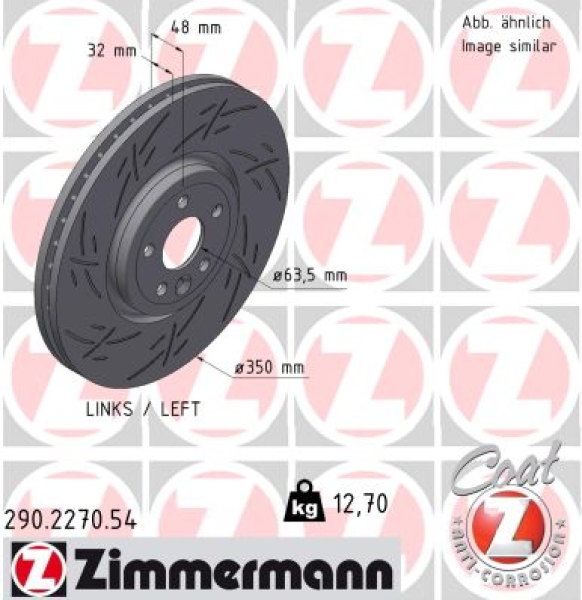 Zimmermann Sport Brake Disc for LAND ROVER RANGE ROVER VELAR (L560) front left