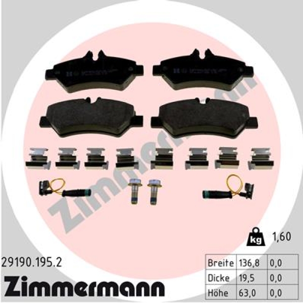 Zimmermann Brake pads for MERCEDES-BENZ SPRINTER 3-t Kasten (906) rear