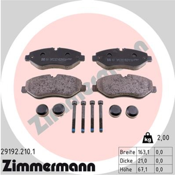 Zimmermann Bremsbeläge für MERCEDES-BENZ SPRINTER 3,5-t Pritsche/Fahrgestell (906) vorne