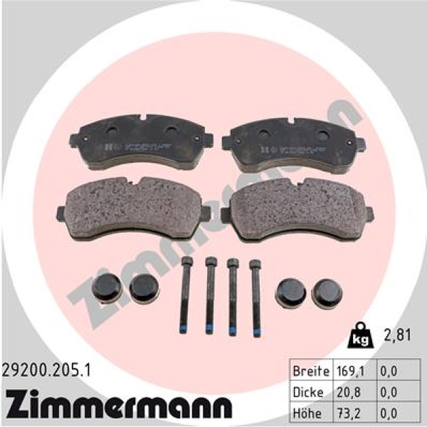 Zimmermann Brake pads for VW CRAFTER 30-50 Kasten (2E_) front