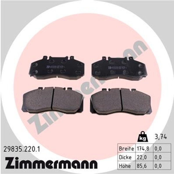 Zimmermann Bremsbeläge für MERCEDES-BENZ T2/LN1 Pritsche/Fahrgestell vorne