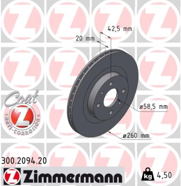 Zimmermann Brake Disc for LADA 110 (2110) front