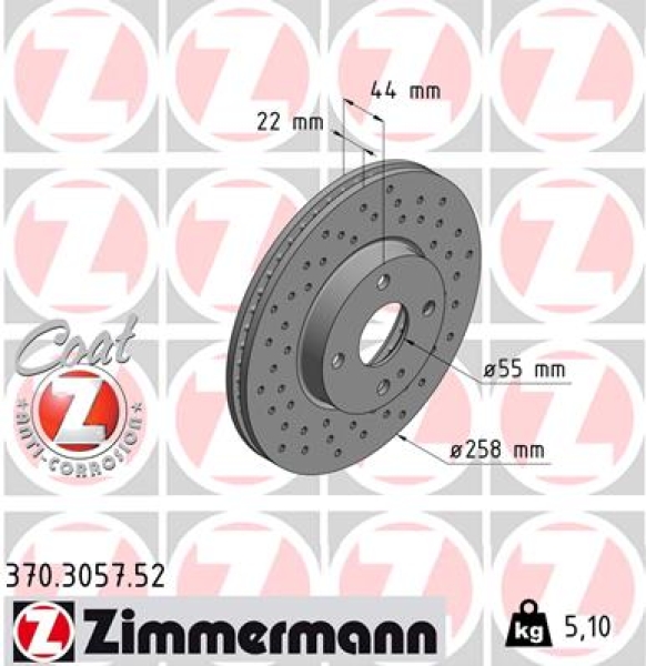 Zimmermann Sport Brake Disc for MAZDA 2 (DL, DJ) front