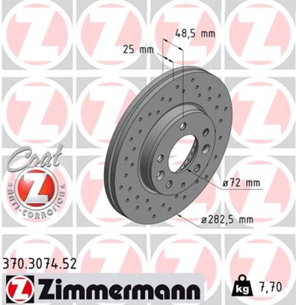 Zimmermann Sportbremsscheibe Sport Z für MAZDA 6 Hatchback (GG) vorne