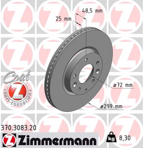 Zimmermann Brake Disc for MAZDA 6 Stufenheck (GH) front