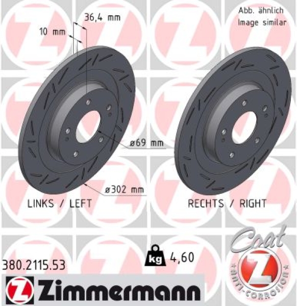 Zimmermann Sportbremsscheibe Black Z für CITROËN C4 AIRCROSS hinten