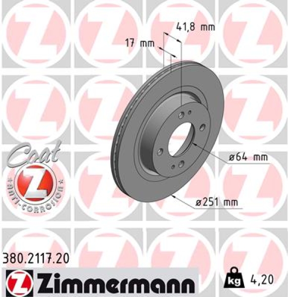 Zimmermann Bremsscheibe für MITSUBISHI ATTRAGE Stufenheck (A1_A) vorne