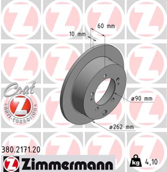 Zimmermann Brake Disc for MITSUBISHI OUTLANDER I (CU_W) rear