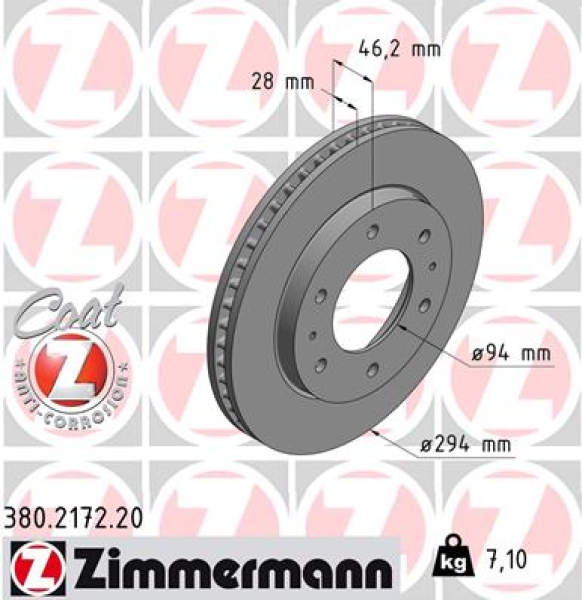 Zimmermann Brake Disc for MITSUBISHI L200 (KJ_, KK_, KL_) front