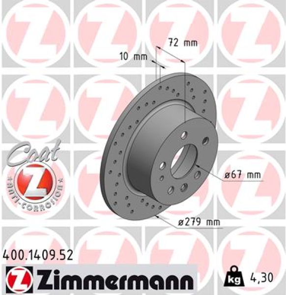 Zimmermann Sportbremsscheibe Sport Z für MERCEDES-BENZ KOMBI T-Model (S123) hinten
