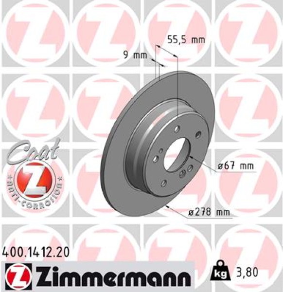 Zimmermann Brake Disc for MERCEDES-BENZ C-KLASSE T-Model (S203) rear