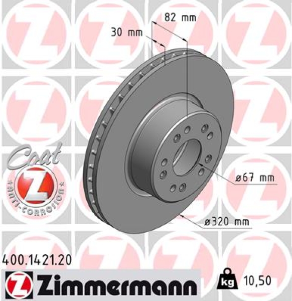 Zimmermann Brake Disc for MERCEDES-BENZ S-KLASSE (W140) front