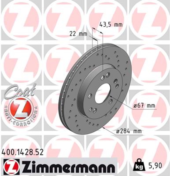 Zimmermann Sport Brake Disc for MERCEDES-BENZ E-KLASSE T-Model (S124) front