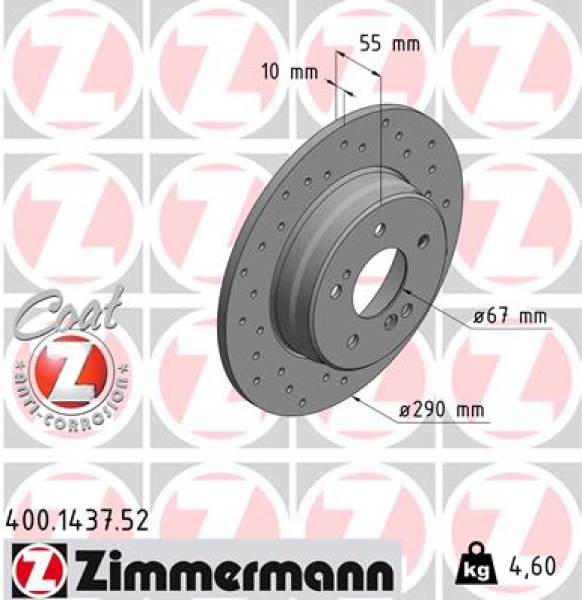 Zimmermann Brake Disc for MERCEDES-BENZ E-KLASSE (W210) rear
