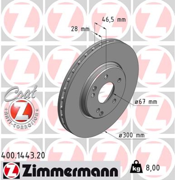 Zimmermann Brake Disc for MERCEDES-BENZ CLK (C209) front